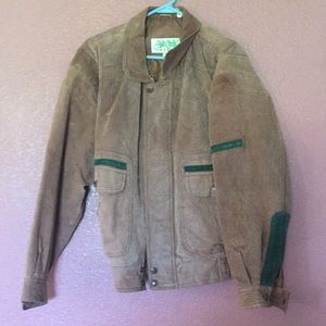 Leather jacket with green details